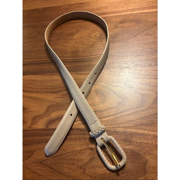 Talbots Taupe Braided-Loop Leather Belt with Leather wrapped buckle - M main image 4